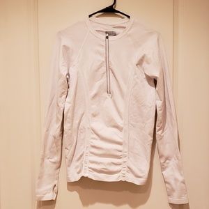 Athleta White fitted half zip workout top